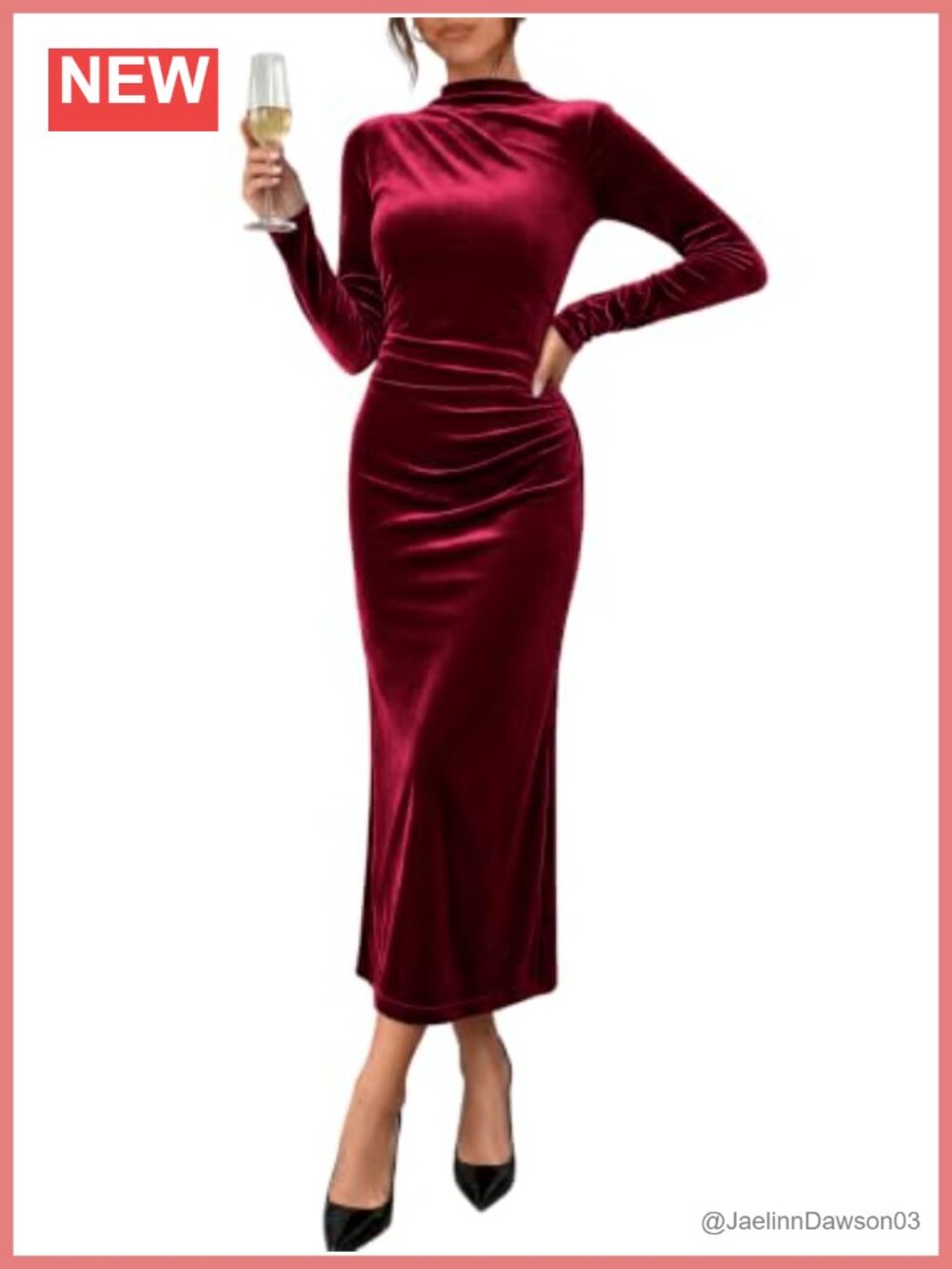 Women's Velvet Long Sleeve Bodycon Maxi Dress Mock Neck Formal